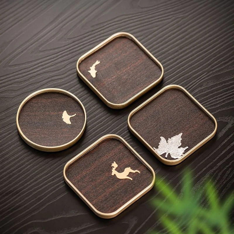 6pcs Tea Mat High-end Light Luxury Household Anti-scald Cup Mat Kitchen Insulation High-end Tabletop Tea Ceremony Round